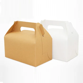 10 Ks Kraft Papier Box S Rukoväťou Svadobný Dar Box Muffin Balenie Strana Narodeniny Dezert Pečenie Package Cookies Cupcake Box 10