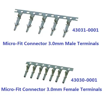 10 ks Mikro-Fit 3.0 mm konektor Samica Terminálu Kolíky 43030-0001 / Muž Terminálu Kolíky 43031-0001 9