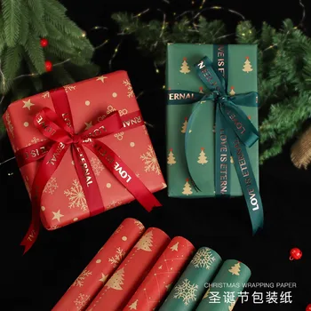 10 Listy Vianočný Baliaci Papier, 50*70 cm Svadobné, Vianočné Dekorácie Darček Zábal Artware Poťahovaný Papier, Zahustenie Nový Rok 11