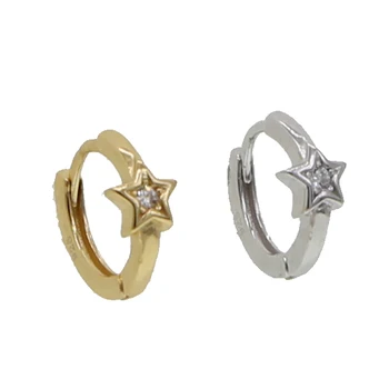 100% 925 sterling silver micro pave cz star band Huggie obruče náušnice módne jednoduché minimálne jemné malé šperky pre dievča
