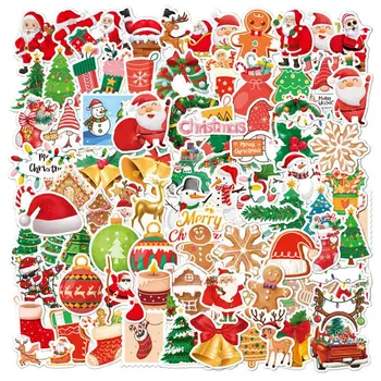 100KS Vianočné Cartoon Nálepky Santa A Vianoce Nálepky Na Vianočný Večierok Dodávky Cartoon Graffiti Nálepky 18