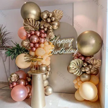102pcs Chrome Zlato Balón DIY Deň Detí Dekorácie Krém Peach Rose Gold Ballon Garland Arch Auta Svadobné Baby Sprcha Dekor 5