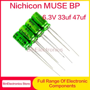 10Pcs 6.3V33UF Nichicon MUSE BP ES Nonpolar Bipolárna HiFi Audio Kondenzátor 47uf 33uf 6.3 V Medi nohy Zelená Elektrolytický kondenzátor 11