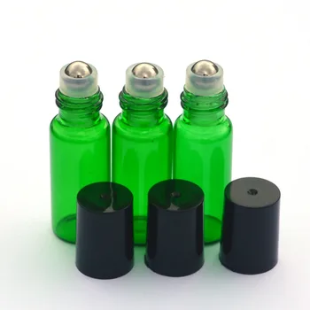 10pcs Mini Roll Sklenené Fľaše Naplniteľné Zelená Esenciálny Olej Parfum Vzorku Valček na 5ml Fľaše, Rýchle dodanie 4