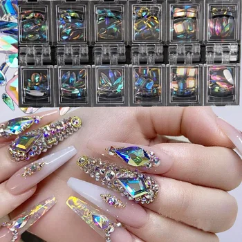 12 mriežky/box AB nail art diamantový skvost, 3D nail sequin crystal drahokamu sklo nail art decoration