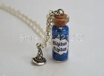 12pcs Higitus Figitus Magické Fľaša Náhrdelník s Čarodejník Merlin na Klobúk Kúzlo, Meč v Kameni Inšpiroval náhrdelník 5