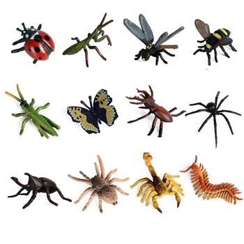 12PCS Realistické Chyby Údaje Hračky Bee Chrobák Mantis Spider Lienka, Motýľ Scorpion Figúrky Školský Projekt Pre Deti 17