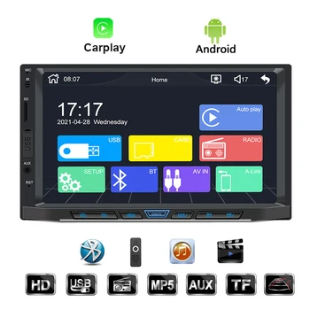 12V Auto MP5 Prehrávač DVD Audio Rádio Stereo GPS Navigácie Carplay Android BT 2Din 7