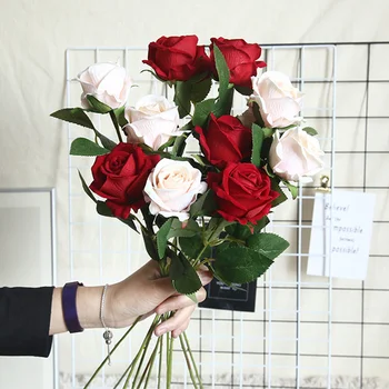 1pc Rose Umelého Hodvábu Kvet DIY Domáce Party Dekorácie Falošné Kvet Valentína Darček Drží Kvetiny 13