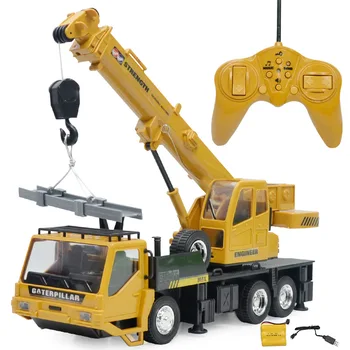 2.4 G rádiové Diaľkové ovládanie truck 10-kanálový rc Zdvíhacie simulácia inžinierstva žeriav auto hračky pre chlapcov Kovov elektrické vozidlo
