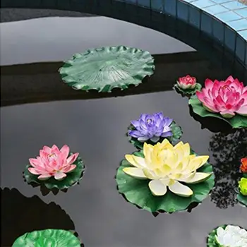 2 ks Umelé Plávajúce Lotus Listy Falošné Listy Rastlín, Záhradné Jazierko, Bazén Decor 6