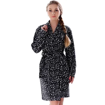 2016 Jar Jeseň Plus Veľkosť Jemnou Fleece Oblečenie Vytlačené Leopard Nightgown Kimono Sleepwear Župan Pre Ženy 14