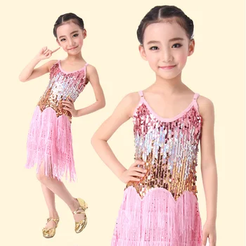 2016 Nové Modely Lacných Deti Strapec Latinské Tanečné Šaty Latinskej Sála Sukne Na Predaj 10