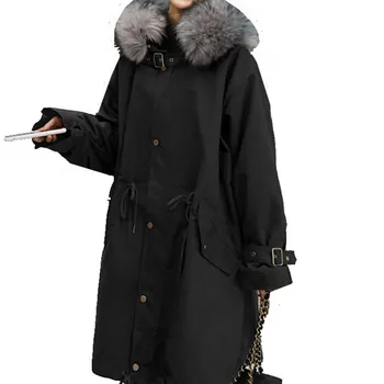 2020 Nové Zimné Bavlna Coats Módne Teplé Kapucňou Ženy Oblečenie Bavlnená Bunda Hrubé Teplé Veľké Kožušiny Golier Dolu Bundu Vrchné Oblečenie 15