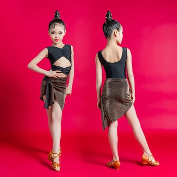 2021 Dievčatá latinské Tanečné Kostýmy Deti latinskej Topy Dance Sukne Vyhovovali Praxi Oblečenie Chacha Samba Tango latinské Tanečné Oblečenie SL4932 5