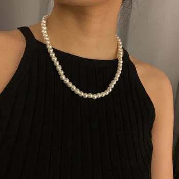 2021 Nové Módne Šperky Klasické Perlový Náhrdelník Jednej Vrstve Strapec Temperament Imitácia Perly ženské Ručné Náhrdelník