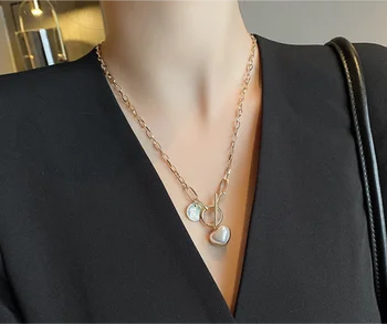 2021 trend High-end pearl broskyňa srdce Prívesok Nezvyčajné Zliatiny reťazca náhrdelníky pre ženy módne šperky (5 ks zadarmo doprava) 14