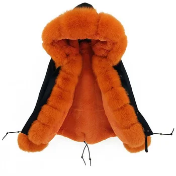 2022 módne zimné bundy ženy prírodné reálne fox kožušiny golier voľné dlho parkas umelú kožušinu podšívka Hrubé Teplé vrchné oblečenie Odnímateľný 5