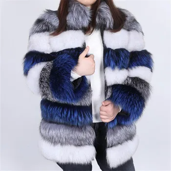2022 nové kožušinový kabát Prírodné fox kožušiny ženy kabát Hrubé teplé vesta kožušiny Zimná bunda koláč 7