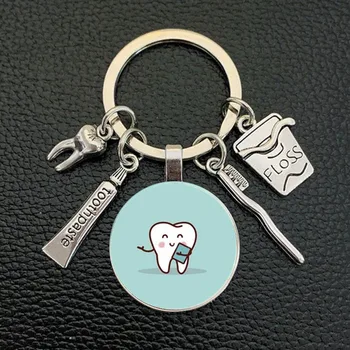 2022 Nový Zubár Dentálne Zliatiny Sklo Keychain Zubný Asistent Darček Starostlivosť O Chrup Keychain 14