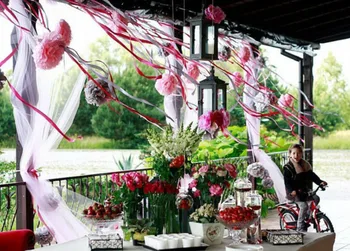 29 Farby k dispozícii!! Papierové kvety pre remeslá svadobné 16inch(40 cm) 10piece/veľa ručne vyrobené tissue papiera pompom party dekorácie