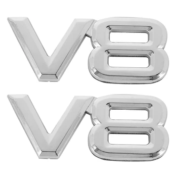 2X 7.5X3.5Cm Auto Auto V8 Nálepky 3D Chrome Nálepky Odznak Znak 10