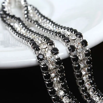 3 mm 1yard nový štýl Black a white Crystal reťazca Drahokamu reťazca šifrovanie DIY odev, príslušenstvo príslušenstvo 5