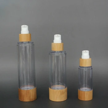 30 ml 50 ml jasné airless lotion čerpadla recyklovateľné plastové bambusu spreji Bambusu Airless Fľaša Kozmetické CBD airless fľaše