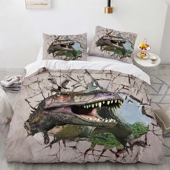 3D Dinosaura posteľná bielizeň Sady Jurský Svete Polyester Perinu Sety Jedinečné Dinosaura Podstielka pre Deti, Dospelých, Plný Kráľ Twin Veľkosť 9
