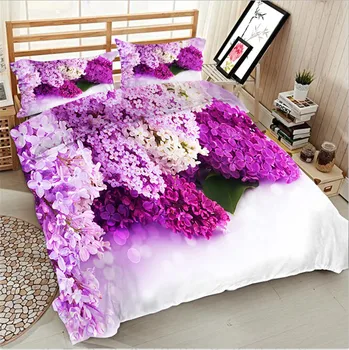 3d Lilacs tlačiť úplné kráľovná kráľ dvojité veľkosť obliečky nastaviť perinu posteľ list obliečok 4pcs 16