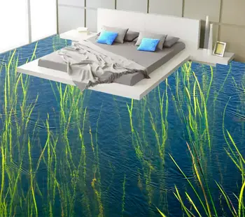 3d podlahy Rieky, vodné trávy 3D kúpeľňa podlahy, maľby, 3d podlahy, maľby, tapety pvc samolepiace tapety 12