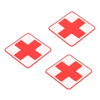 3X Vonkajšie Prvej Pomoci PVC Červeného Kríža Háčik Odznak Patch 7