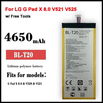 4650mAh BL-T20 pre LG G Pad X 8.0 V521 V525 Tabuľka PC Najnovšie Výrobné Kvalitné Batérie Bezplatné Nástroje 12