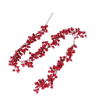 5.9 Ft Vianočné Red Berry Veniec Umelý Burgundská Červená Pip Vianočný Veniec na Krb Dekorácie Dovolenku Dekor 8