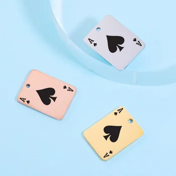 5 ks Prívesky Eso Piky Playing Card Poker 20x15mm Nehrdzavejúcej Ocele, Striebra, Zlata Farba Prívesky, Takže HOBBY Ručné Remeslo