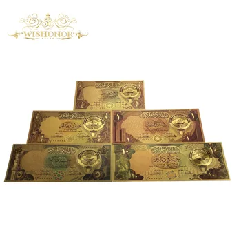 5 ks/Set Novú Farbu Kuvajt Bankoviek Zlatom Papierové Peniaze Remesiel Pre Zber Poznámka Mena 16