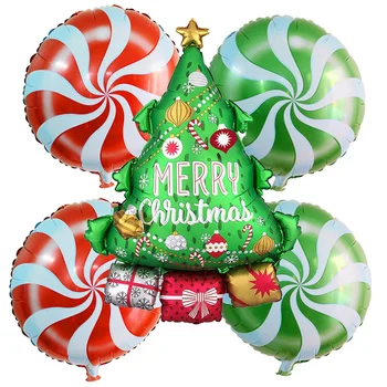 5 ks Vianočné Balónová Výzdoba Auta Veselé Vianoce Balóny s Santa Claus Candy Cane Snowflake Vianočný Stromček Darček Balón