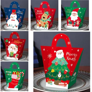 5 ks Vianočný Darček Taška Papier, Vianočné Taška Na Parfum Bábika Candy Cookie Biscuit Nugát Čokoláda Paking Box Ruky Tašku 3