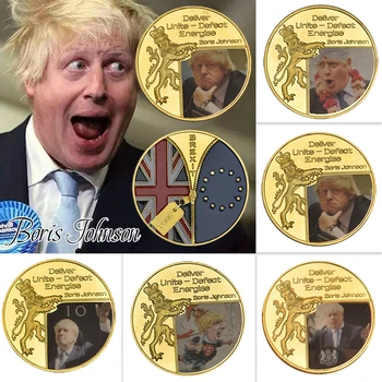 5 ks WR Britský Premiér Boris Johnson Pozlátené Výzvou Mince Mince Pôvodný Držiteľ Mince Vtipné Dar Dropshipping 9