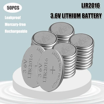 50PCS 3.6 V LIR2016 Lithiium lir Ion Nabíjateľnú Batériu 18mAH Li-ion tlačidlo okrúhlu vymeniť za CR2016 CR 2016