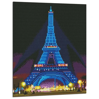 5D DIY LED Svetlo Diamond Maľovanie Veža Krajiny Diamond Výšivky Plné Kolo Vŕtačky Diamantové Mozaiky S Rámom 10