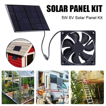 5W 6V Solárny Panel Auta Kompletné Vonkajšie Slnko Moc Camping Chladenie Ventilátorom RV Vetranie Ventilátor Kuchyňa odťahový Ventilátor 2