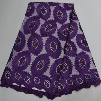 (5yards/pc) vysoká hustota vyšívané Afriky Swiss voile čipky textílie v fialové kamene na spoločenské šaty CLP468 12
