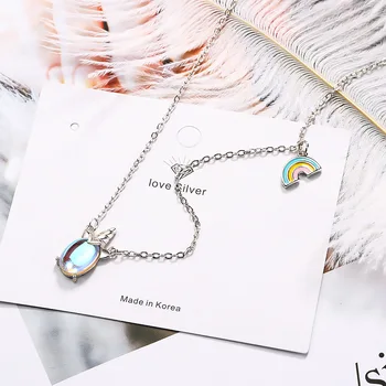 925 Sterling Silver Rainbow Crystal Prívesky, Náhrdelníky Pre Ženy Strany Luxusné Dizajnér Jemné Šperky Doprava Zadarmo Ponúka GaaBou 12