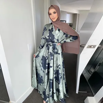 Abaya Dubaj Turecko Moslimskou Hidžáb Šaty Elegantné Afriky Maxi Šaty Pre Ženy Dlhý Rukáv Kaftan Strany Vestido Župan Islam Oblečenie 18