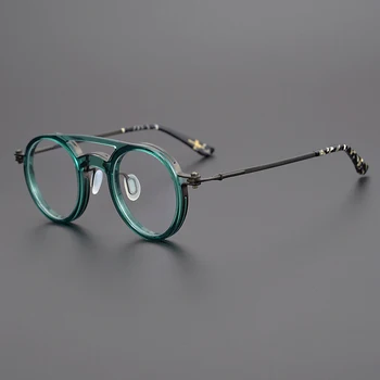 Acetát Okuliare, Rám Muži Ženy Vintage Kolo Jasné Okuliare Muž Optické Krátkozrakosť Predpis Okuliare Rámy Okuliarov Oculos 9