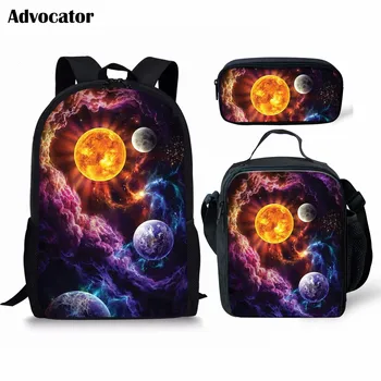 ADVOCATOR 3KS/SET Priestor Hviezdy Galaxy Tlač Školské tašky pre Dospievajúcich Chlapcov Detí Školský Batoh Mochila Aktovka Dieťa Lech 7