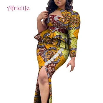 Africkej Ženy Oblečenie, Svadobné Party Tanečné Šaty Čipky Patchwork 2 Ks Sexy Lady Sukne Nastaviť WY6583 13