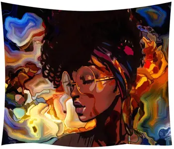 Africký Američan Ženy Umenie Hippies, Spálňa, Obývacia Izba Koľaji Domov Gobelín Stene Visí 4