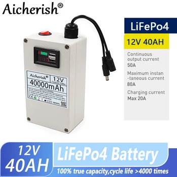 Aicherish 12V LiFePO4 Nabíjateľná Batéria 12.8 V 20Ah 30Ah 40Ah 50Ah 60Ah životného Cyklu 4000 Hlboké Cyklov, Vstavané Bms Ochrany 2